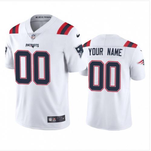 Men New England Patriots Custom White Vapor Limited Stitched Jersey