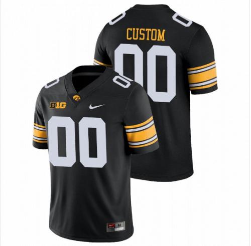 Men Custom Iowa Hawkeyes Black NCAA College Football Stitched Jersey