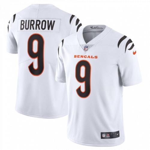 Men Cincinnati Bengals #9 Joe Burrow 2021 White Vapor Limited Football Jersey