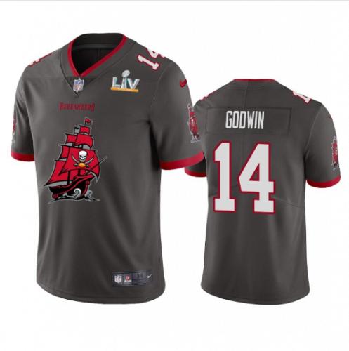 Men Buccaneers 14 Chris Godwin Super Bowl LV Champions Primary Logo Football Jersey