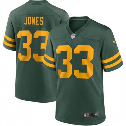 Men Green Bay Packers Aaron Jones Green Throwback Alternate Game Football Jersey