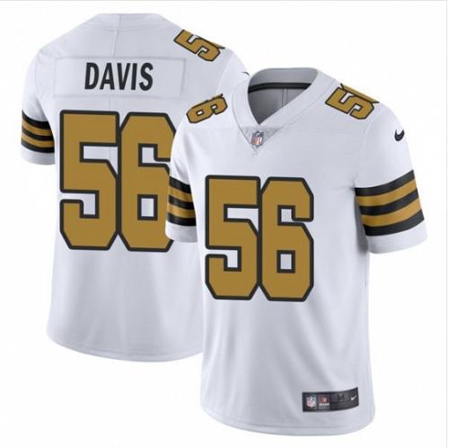 Men New Orleans Saints #56 Demario Davis White Color Rush Football Jersey