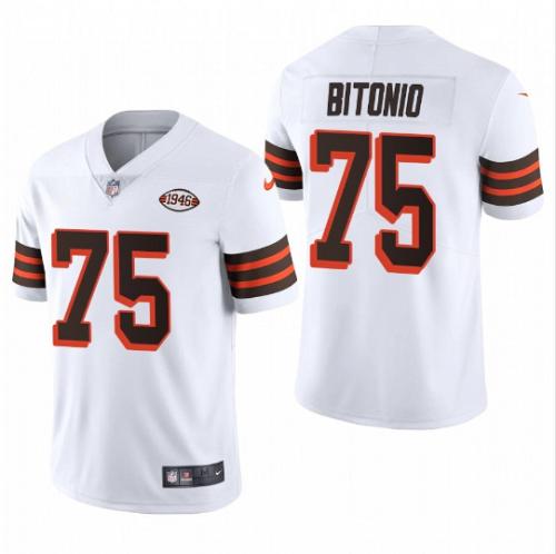 Men Joel Bitonio Cleveland Browns Football Throwback White Jersey 1946 Patch Stitched