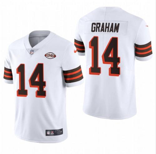 Men Otto Graham Cleveland Browns Football Throwback White Jersey 1946 Patch Stitched