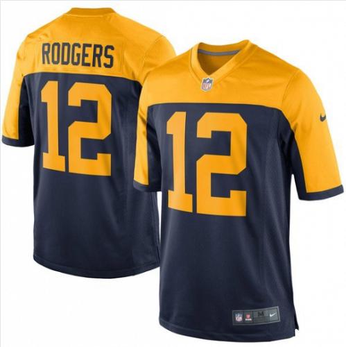 Men Aaron Rodgers Green Bay Packers Navy Game Football Jersey Stitched