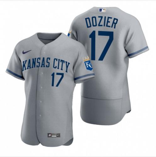 Men Hunter Dozier Kansas City Royals Gray Flex Base Stitched Jersey 2022 Uniforms