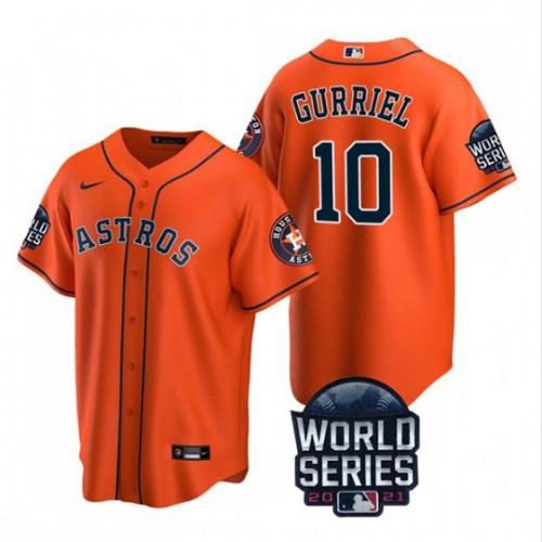 Men Yuli Gurriel Houston Astros Orange Cool Base 2021 World Series Stitched Jersey