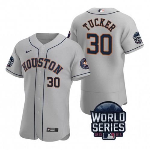 Men Kyle Tucker Houston Astros Gray Flex Base 2021 World Series Stitched Jersey