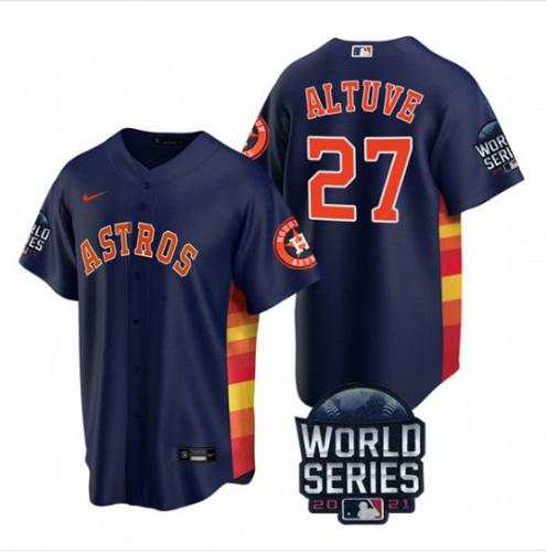 Men Jose Altuve Houston Astros Navy Cool Base 2021 World Series Stitched Jersey