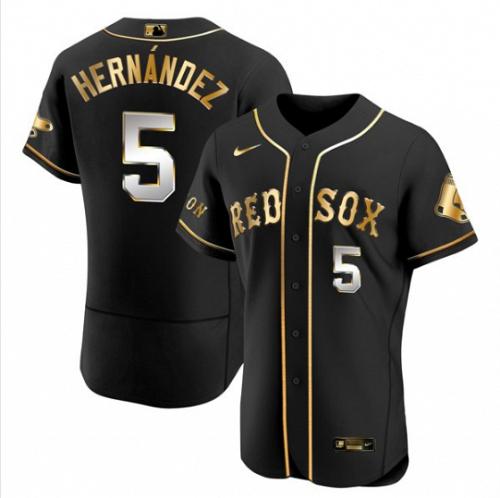 Men Enrique Hernandez Boston Red Sox 2021 Black Golden Stitched Jersey