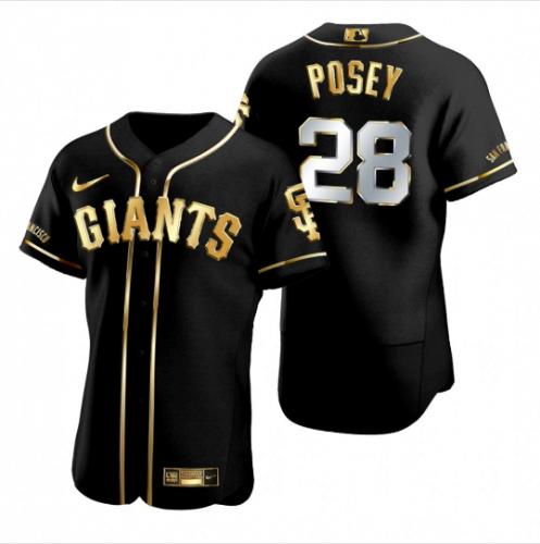 Men Buster Posey #28 San Francisco Giants Black Golden Mens Jersey Stitched