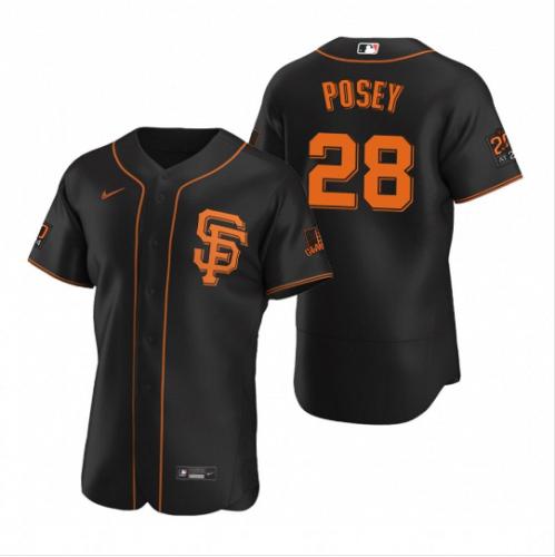 Men Buster Posey #28 San Francisco Giants Black Flex Base Mens Jersey Stitched