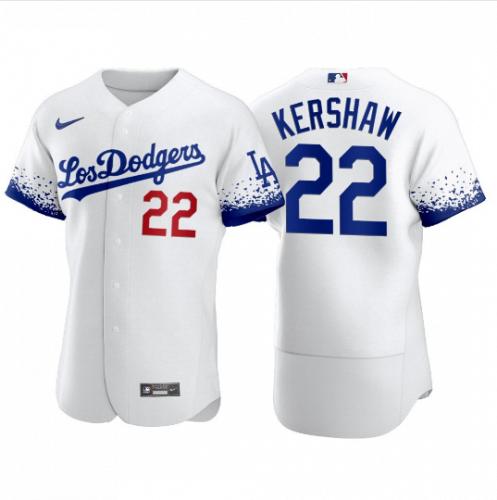 Men Clayton Kershaw Los Angeles Dodgers City Connect Reverse Rare White Jersey