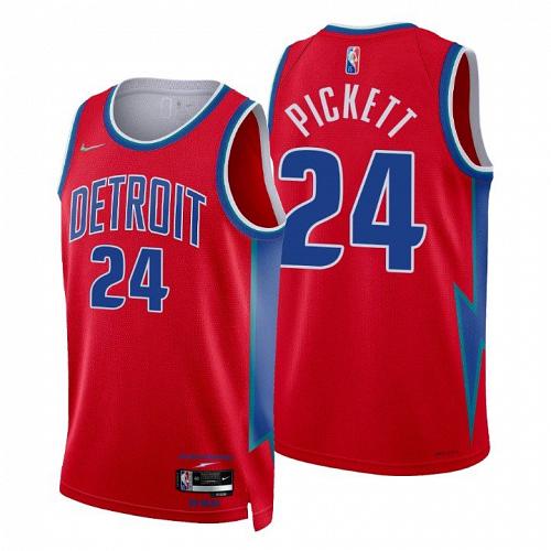 Men's Jamorko Pickett Detroit Pistons 2022 Red City Diamond Jersey 75th Anniversary