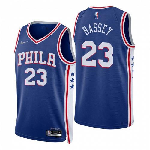 Men's Charles Bassey Philadelphia 76ers 2022 Royal Icon Diamond Jersey 75th