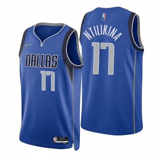 Men's Frank Ntilikina Dallas Mavericks 2022 Blue Icon Diamond Jersey 75th Anniversary