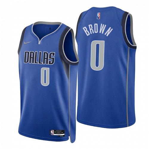 Men's Sterling Brown Dallas Mavericks 2022 Blue Icon Diamond Jersey 75th Anniversary
