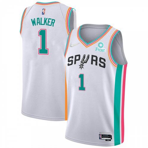 Men's Lonnie Walker San Antonio Spurs 2022 White City Diamond Jersey 75th Anniversary