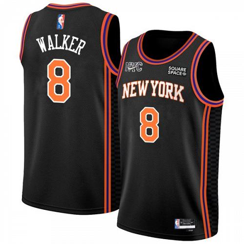 Men's Kemba Walker New York Knicks 2022 Black City Diamond Jersey 75th Anniversary