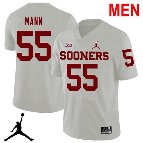 Men 55 Kenneth Mann Oklahoma Sooners White 2021 NCAA Football Jersey