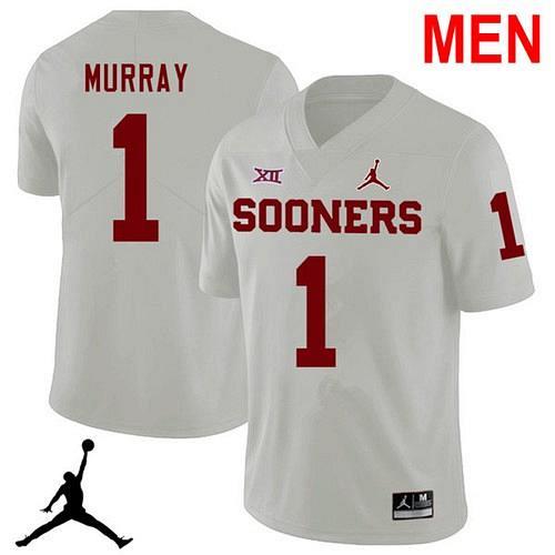 Men #1 Kyler Murray Oklahoma Sooners White 2021 NCAA Football Jersey