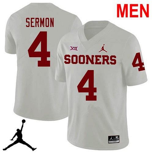 Men Trey Sermon Oklahoma Sooners White 2021 NCAA Football Jersey
