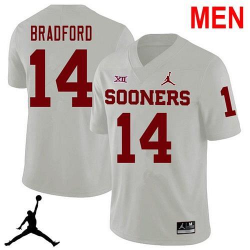 Men 14 Sam Bradford Oklahoma Sooners White 2021 NCAA Football Jersey