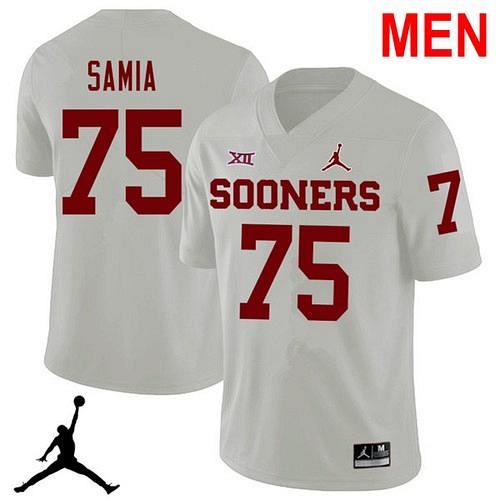 Men #75 Dru Samia Oklahoma Sooners White 2021 NCAA Football Jersey