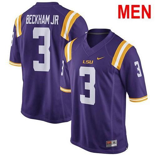 Men #3 Odell Beckham Jr. LSU Tigers Purple 2021 NCAA Football Jersey