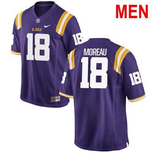 Men #18 Foster Moreau LSU Tigers Purple 2021 NCAA Football Jersey