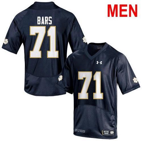 Men #71 Alex Bars Notre Dame Navy 2021 NCAA Football Jersey