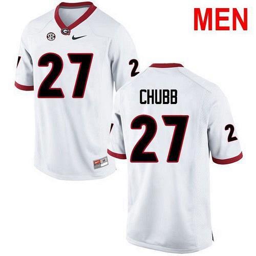 Men #27 Nick Chubb Georgia Bulldogs White 2021 NCAA Football Jersey