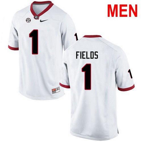 Men 1 Justin Fields Georgia Bulldogs White 2021 NCAA Football Jersey