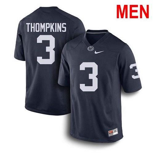 Men #3 DeAndre Thompkins Penn State Navy 2021 NCAA Football Jersey