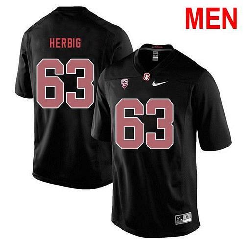 Men 63 Nate Herbig Stanford Cardinal Black 2021 NCAA Football Jersey