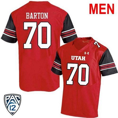 Men #70 Jackson Barton Utah Utes Red 2021 NCAA Football Jersey