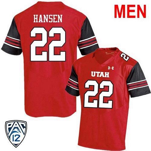 Men #22 Chase Hansen Utah Utes Red 2021 NCAA Football Jersey