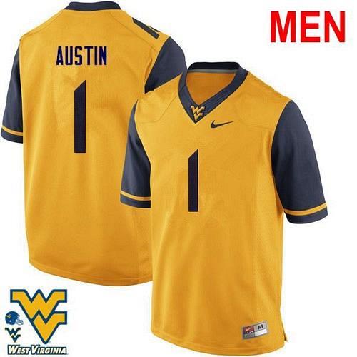 Men #1 Tavon Austin West Virginia Gold 2021 NCAA Football Jersey