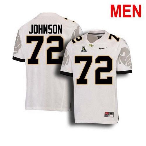 Men #72 Jordan Johnson UCF Knights White 2021 NCAA Football Jersey