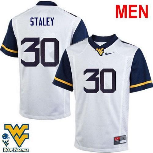 Men #30 Evan Staley West Virginia White 2021 NCAA Football Jersey