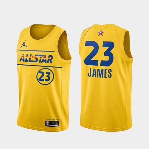 Men's Lakers LeBron James Gold Western Conference 2021 All Star Jersey