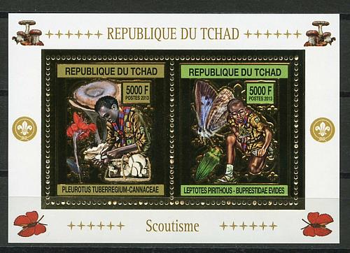 CHAD - SCOUTS MUSHROOMS AND FLOWERS (GOLD STAMPS) 2013 S207