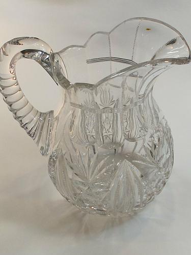 Signed Hoare Pitcher American Brilliant Period Cut Glass Antique