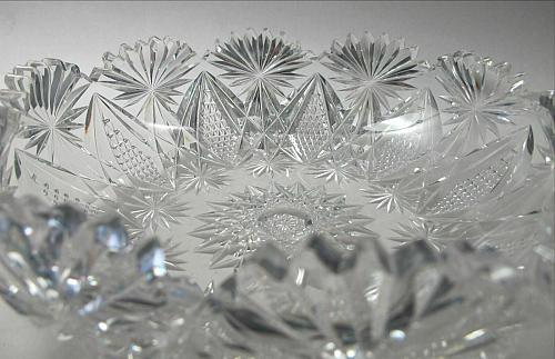ABP hand Cut Glass mouth blown crimped crystal bowl wheel polished