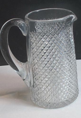 American Brilliant Period Cut Glass Pitcher strawberry diamond Antique