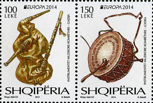 Albania Stamps 2014. Europe, National musical instruments. Full Set MNH