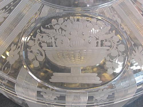 Signed Hawkes Millicent dresser dish with sterling knob lid hand Cut mouth blown