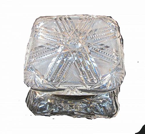 ABP Crystal Cut Glass covered square dresser box