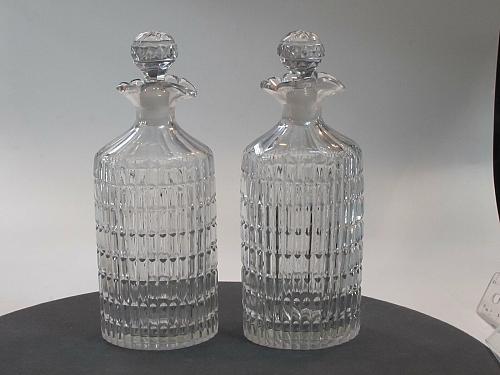 Pair Cut Glass oval cruets Antique