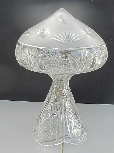 Cut Glass crystal lamp 2 part Antique ABP frosted shade